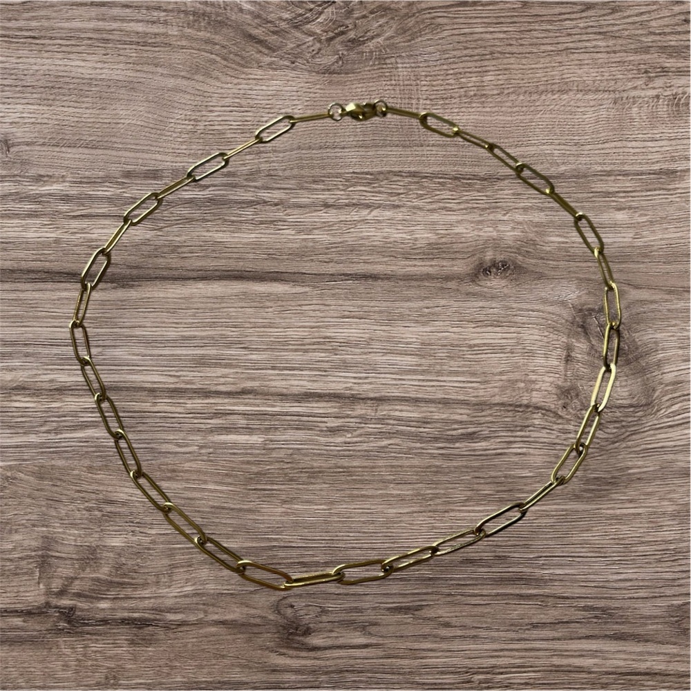 Pick 2/$25 NWT Elegant Gold Tone Stainless Steel Paperclip Necklace